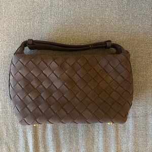 Brown Woven Suede Handbag